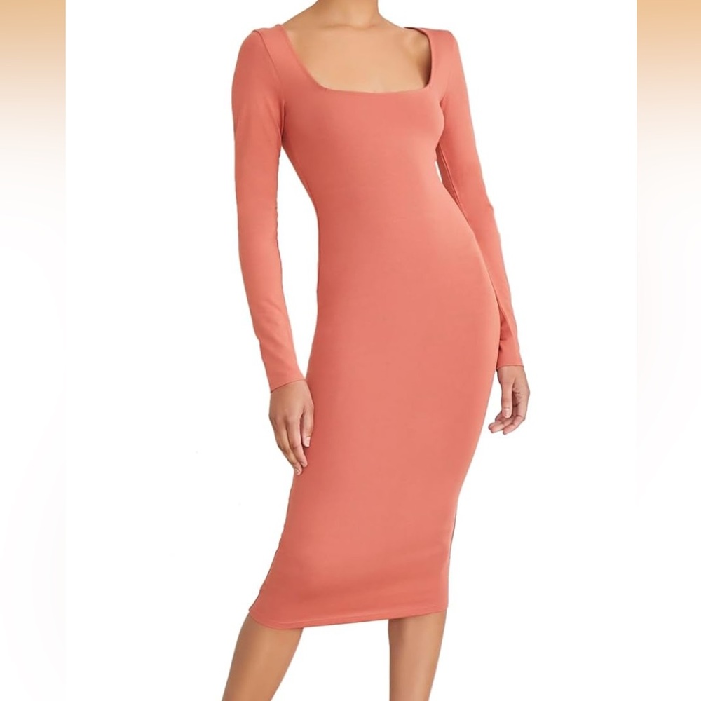 Forever 21 Rust Orange Color Bodycon Long-Sleeve Dress Size Small